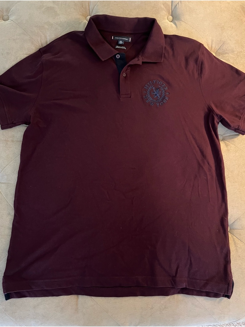 Tommy Hilfiger Men's Wine Polo Shirt with Embroidered Crest